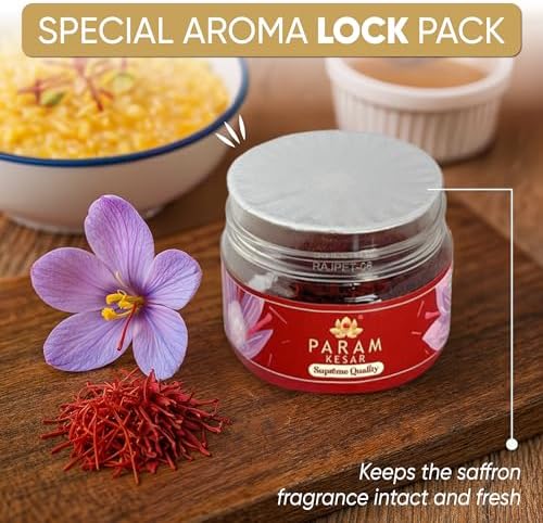 Param Kesar® Supreme Saffron, 100% Organic, Pure Kashmiri Super Mongra Saffron Threads, Top Grade, Food Safety Certified, Non-GMO (1 gm)