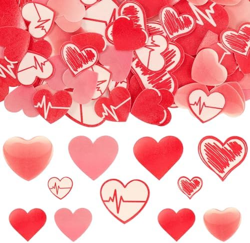 Ephlyn 80Pcs Edible Heart Toppers - Valentine's Day & Birthday Cupcake Decors