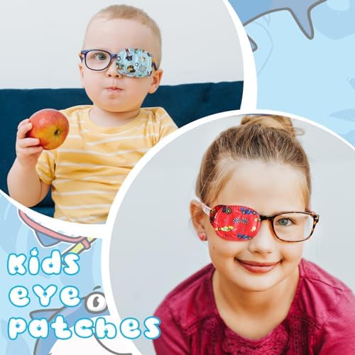 Panelee 10 Pcs Kids Eye Patches 10 Styles Adhesive Eye Patches for Boys Girls Latex Free Lazy Eyepad Bulk 4 x 2 Inch Light Blocking Cotton Adhesive Bandages for Toddler Children(Cute)
