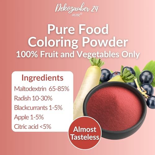 Dekozauber24 Natural chili red food coloring, 0.35oz edible powder, dye free, vegan, plant based and gluten free color for baking