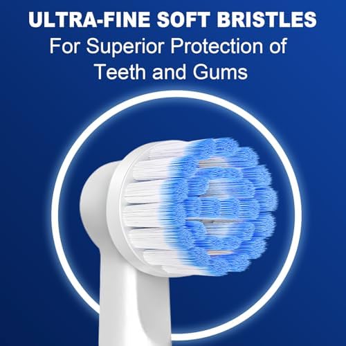 Pro Sensitive Gum Care Replacement Brush Heads Compatible with Oral-B Electric Toothbrushes, 8 Pack High Density Extra Soft Bristles Toothbrush Heads Refill, White