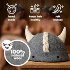 100% Wool One Size Sauna Hat - Traditional Wool Felt Viking Sauna Hat for Spa, Banya, Steam Room - Heat Protection Gray