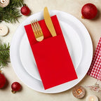 KAMMAK Red Napkins Disposable Dinner Paper Napkins with Pocket 100 Pack Cloth Like Folded Wedding Reception Napkin Guest Hand Towels for Party Decoration, Bathroom, Kitchen, Hotel (16.5 x 16.5 inch)
