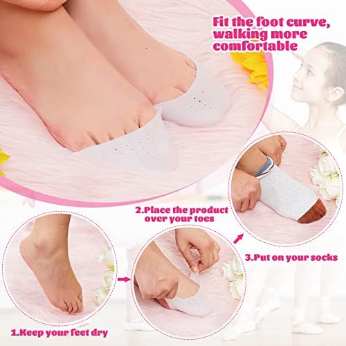 Zhanmai 6 Pcs Toe Cover Protectors for Women Silicone Toe Pouch Caps Gel Pads Pointe Shoes Protectors Gel Ballet Dance Sock Pads with Breathable Hole for Ball of Foot Metatarsal (White)