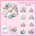 36PCS Edible Castle Cupcake Toppers Wafer Paper Queen Princess Cupcake Decor Edible Princess Dessert Picks for Castle Theme Birthday Baby Shower Party Decor