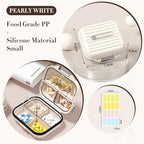 Travel Pill Organizer Box with Labels, 7 Compartments Portable Mini Pill Case, Daily Medication Organizer Storage Pill Container for Pocket Pharmacy(Pearly White, S)