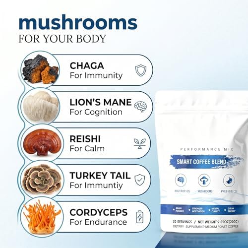 Neubrain Organic Mushroom Coffee,Natural and Easily Absorbed, Helps Boost Energy and Enhance Concentration,It Can Be Consumed Hot or Cold,Gluten-free,30 servings(1)