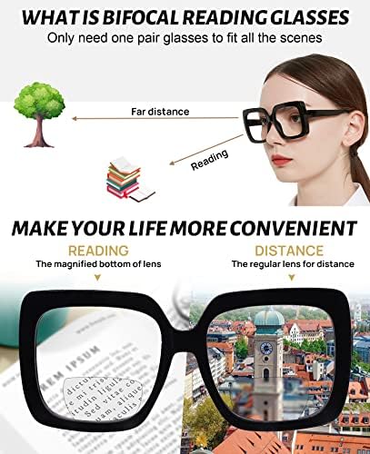 OCCI CHIARI Bifocal Reading Glasses Women Oversized Blue Light Blocking Readers 1.0 1.25 1.5 1.75 2.0 2.25 2.5 2.75 3.0 3.5