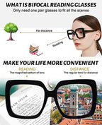 OCCI CHIARI Bifocal Reading Glasses Women Oversized Blue Light Blocking Readers 1.0 1.25 1.5 1.75 2.0 2.25 2.5 2.75 3.0 3.5