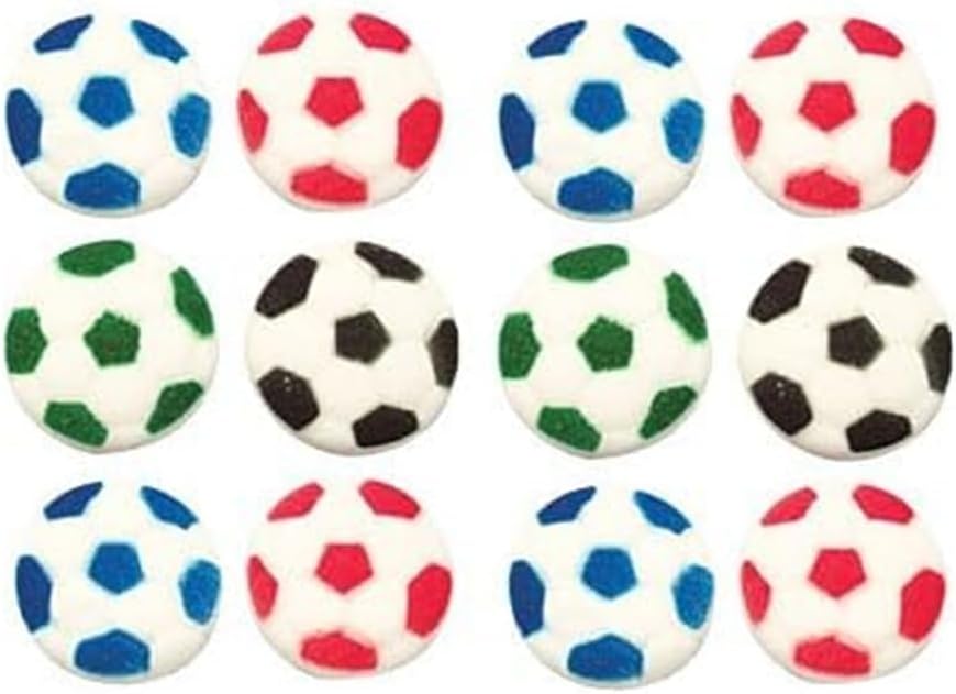 Oasis Supply Edible Soccer Ball Sugar Decorations – 12 Pack | Hand-Painted 1.25" Edible Cake & Cupcake Toppers | Fun Sports-Themed Party Decorations for Birthdays, Game Day & Team Celebrations