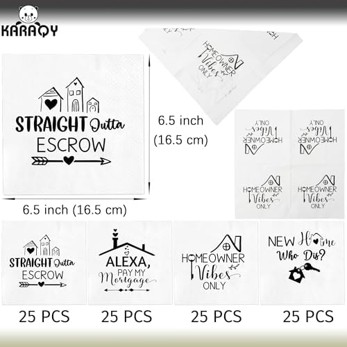 100PCS Funny Housewarming Party Napkins, Humorous New Home Disposable Paper Napkins, Housewarming Party Decorations for Open House, Welcome Home
