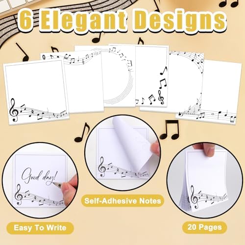30 Pcs Music Sticky Notes Music Note Pads Musical Memo Notes for Music Teacher Appreciation Gifts Party Gift Musical Notes Message Reminder School Supplies
