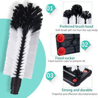 Havawish 2 Pack Water Bottle Cleaning Brush with Suction Base, 3 Head Bristle Bar Glass Washer for Sink, Cup Washer Brush Cleaner for Bar Beer Cup, Wine Glass, Long Leg Cup Kitchen Tools