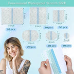 Geiserailie 150 Pcs Waterproof Bandage Adhesive Protective Clear Dressing Tape for Tattoo Shower Patch Variety Pack Film Cover Aftercare Transparent Stretch Adhesive for Swimming Shower