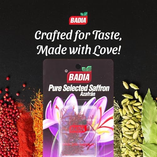 Badia Saffron, 0.4 gram – All-Natural Spanish Whole Azafran (Saffron) Threads for Paella, Rice & Gourmet Cooking