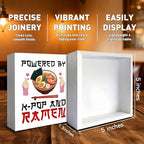 Kpop Ramen Decor, Powered by K-pop and Ramen Wooden Box Sign Decorations, Kpop Merch Gifts for Teen Girls, K-pop Lovers Gifts