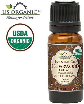 US Organic 100% Pure Cedarwood Essential Oil (Atlas) - USDA Certified Organic, Steam Distilled (More Size Variations Available) (10 ml / .33 fl oz)