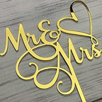 JIEEIN Mr & Mrs Cake Topper - Bride and Groom Sign Wedding, Engagement Cake Topper Decoration - Mirror Gold Acrylic