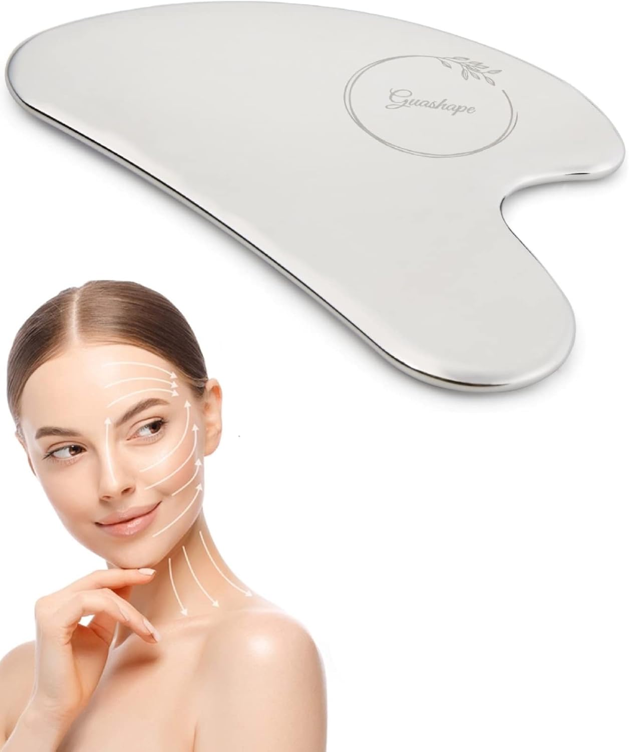 Stainless Steel Gua Sha Facial Tools | Guasha Tool for Face Sculpting, Shaping, Reduce Puffiness, Tension Relief | Metal Gua Sha Body Tool | Silver