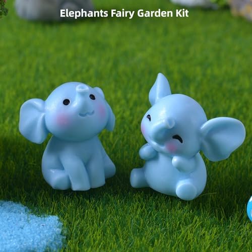 Mini Elephant Figurines, Miniature Elephants Ornament Tiny Animals Wild Elephant Fairy Garden Accessories for Moss Landscape, Potted Plant, DIY Terrarium, Home Decor, Cake Topper, Car Decor, 4 Pieces