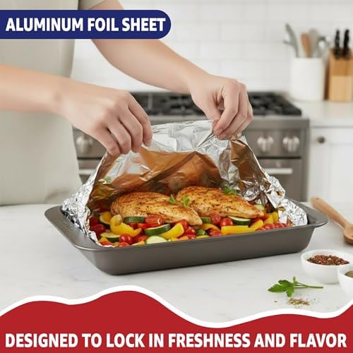 18" x 500' Heavy Duty Commercial Grade Food Safe Aluminum Foil Roll - Durable and Tear Resistant for Cooking, Grilling, and Roasting - Ideal for Restaurants, Catering, and Professional Kitchens