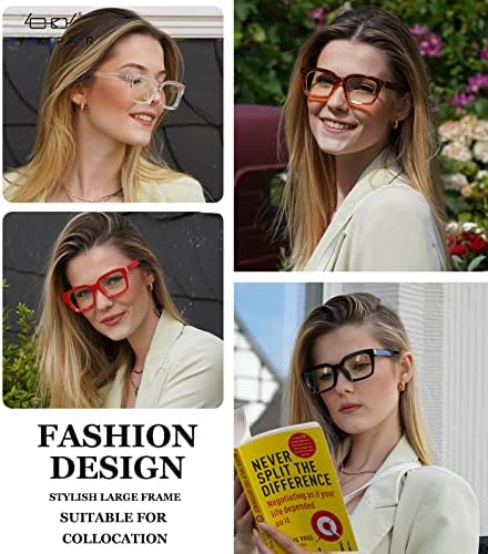 Eyekepper 4 Pack Ladies Computer Glasses Oversized Square Design Blue Light Filter Readers +0.75