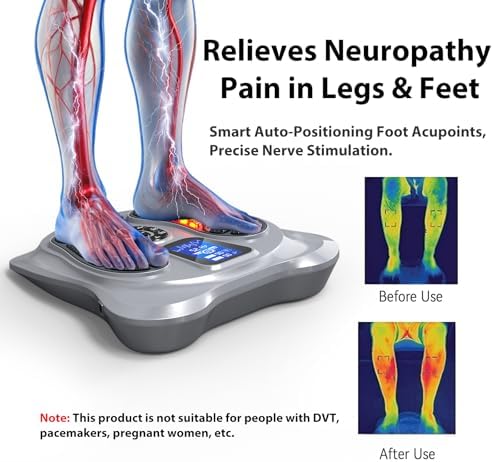 Creliver EMS Foot Massager for Neuropathy & Pain Relief, Electric Foot Circulation Stimulator for Legs & Feet, TENS Unit Muscle Stimulator for Plantar Fasciitis & Physical Therapy with 8 Pads