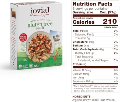 Jovial Whole Grain Brown Rice Pasta Variety Pack (Rigate, Fusilli, Caserecce) - Whole Grain Pasta, Organic Pasta, Gluten Free, Dairy Free, Brown Rice Pasta, Made in Italy - 12 Oz, 3 Pack
