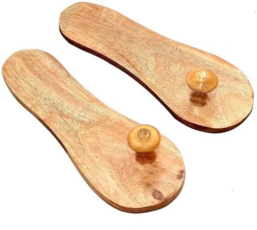 Wooden Cave Slippers Unique Design khadau for Temple Decoration Pooja Room Charan Paduka Khadau-10 inch #04, ZAQ12