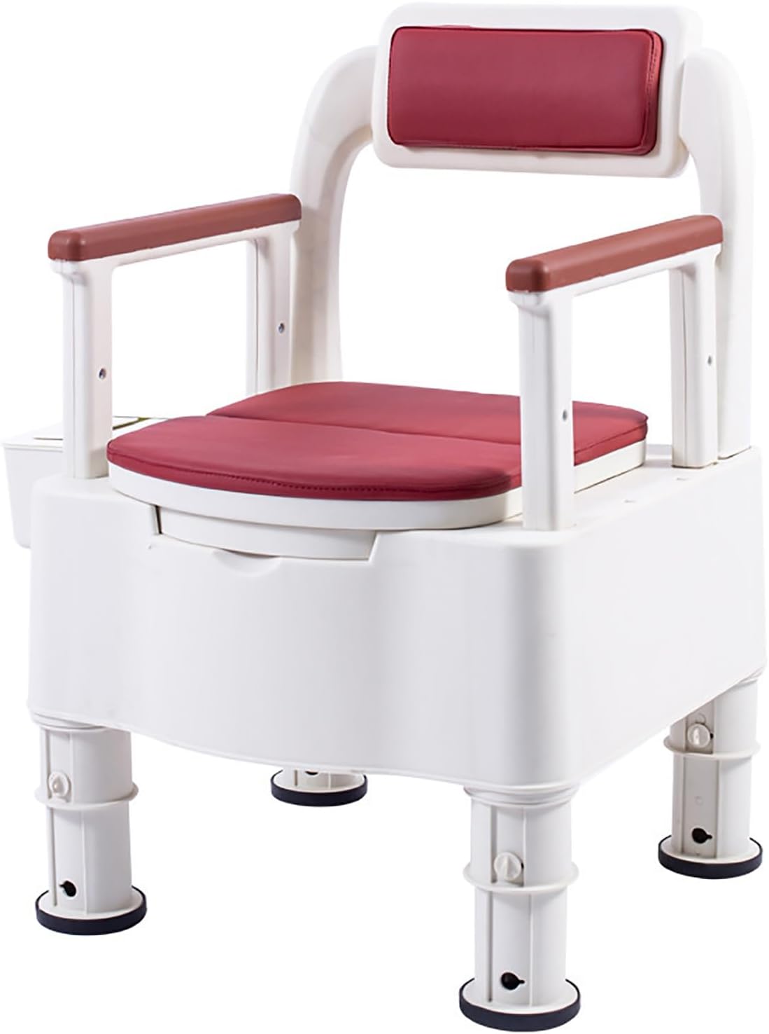 Bedside Commode, Commode Toilet for Elderly Disabled, Potty Chair for Adult with Enlarged Arms, Height Adjustable, Bedside Commodes for Seniors,Red