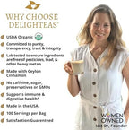 DelighTeas Organic Masala Chai Powder | Caffeine free, Unsweetened, Vegan, Keto | Ayurvedic Digestive Support blend for Chai Spice Tea | 100 Servings, 4oz