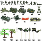 35pcs Camo Cake Cupcake Toppers Camouflage Cake Decorations Army Military Party Supplies with Camo Happy Birthday Cake Topper Army Men Tanks Vehicles for Army Military Themed Party Boys Girls Veteran