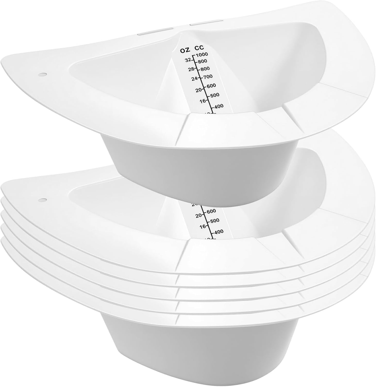 6 PCS Specimen Collector Pan Graduated Urine Hats for Toilets Fits Over Toilets and Commodes 32oz/1000cc Vomit Stool Sample Collection Kit Reusable