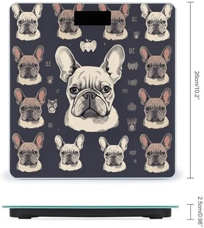 I Love French Bulldog Scale for Body Weight Highly Accurate Digital Bathroom Scales Sturdy Tempered Glass Weighing Scale with LCD Display Fashion Body Fat Smart Scales 400lb