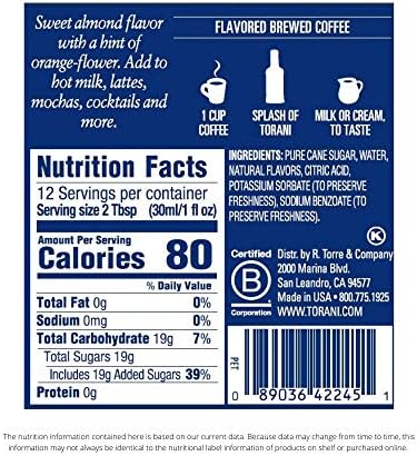 Torani Syrup, Almond, 12.7 Ounce Bottle