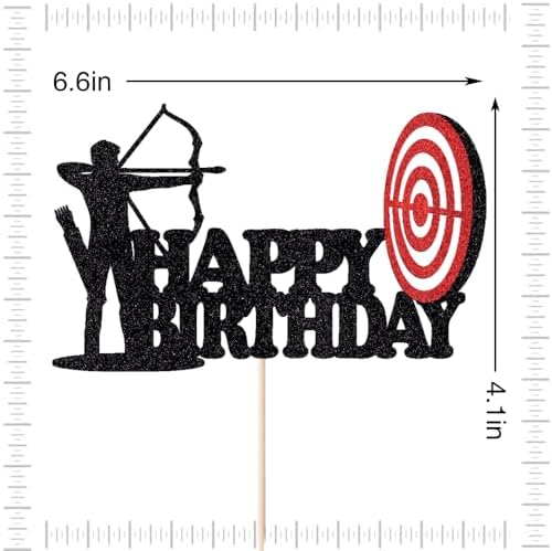Glitter Archery Cake Topper,Happy Birthday Cake Decorations,Bow Arrow Hunting Birthday Birthday Party Supplies