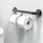 ADA Compliant Grab Bar with Toilet Paper Holder (2 Mega Rolls), 500lbs Weight Support, 1-1/4 x 16 inch for Stud Mount, Matte Black