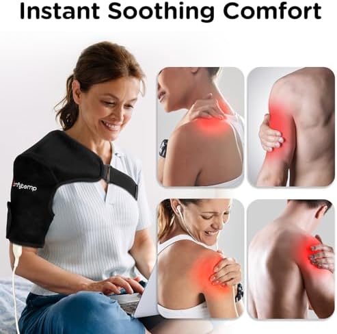 Comfytemp Shoulder Heating Pad for Rotator Cuff, Heating Pad for Shoulders with Brace, Electric Heated Shoulders Wrap for Men Women Mom Dad, 3 Heat Settings, 2H Auto-Off (S/M)