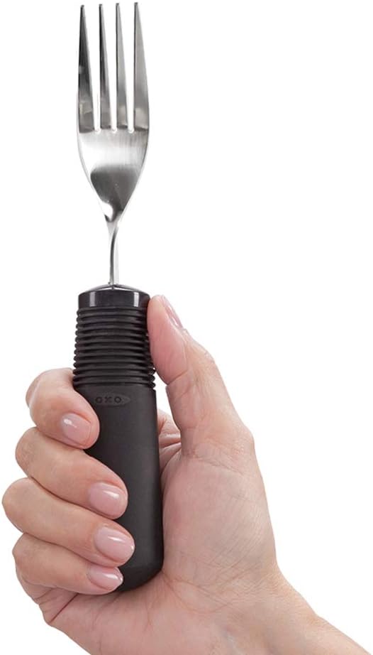 Norco Big-Grips Fork Bendable Adaptive Utensil is Non-Weighted. Comfortable, Non-Slip, Built Up Handle with Sharp Stainless Steel Tines. for Weak Hands, Arthritis, Mild Tremors, or The Elderly.
