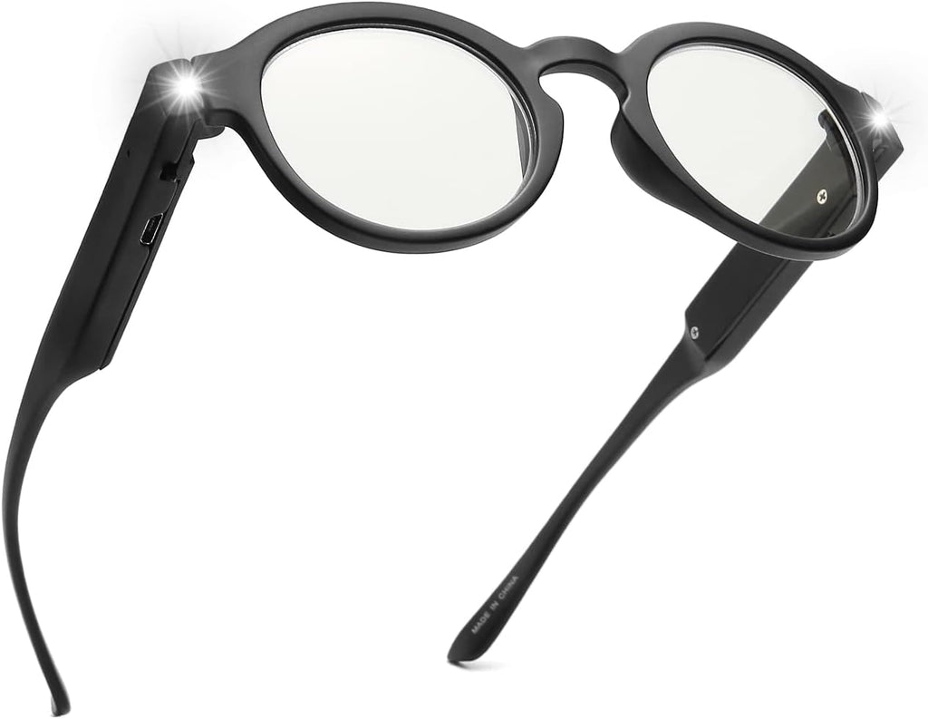 OKH Lighted Up Reading Glasses Rechargeable Bright LED Readers with Rechargeable Lights for Women Men