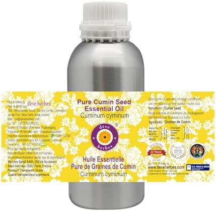 Deve Herbes Pure Cumin Seed Essential Oil (Cuminum cyminum) Steam Distilled 300ml (10 oz)