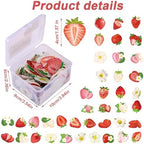 280pcs Edible Strawberry Cupcake Decorations, Strawberry Flower Birthday Cake Toppers Party Floral Decoration Supplies for Sweet Themed Party