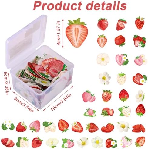 280pcs Edible Strawberry Cupcake Decorations, Strawberry Flower Birthday Cake Toppers Party Floral Decoration Supplies for Sweet Themed Party