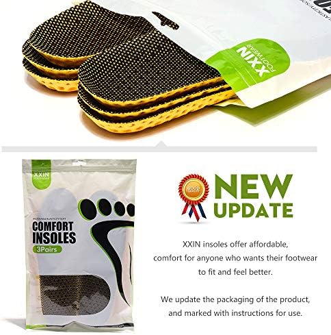 XINIFOOT 3 Pairs Comfortable Breathable Insoles - Comfort Cushioned for Running Walking Hiking, Replacement Comfort Inserts Shoes Pad for Men (US8-11)