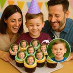 30 Personalized Edible Kid Cupcake Toppers – Add Your Photo – Custom Image Sugar Circles for Cupcakes – Birthday Party Decorations – Premium Edible Prints