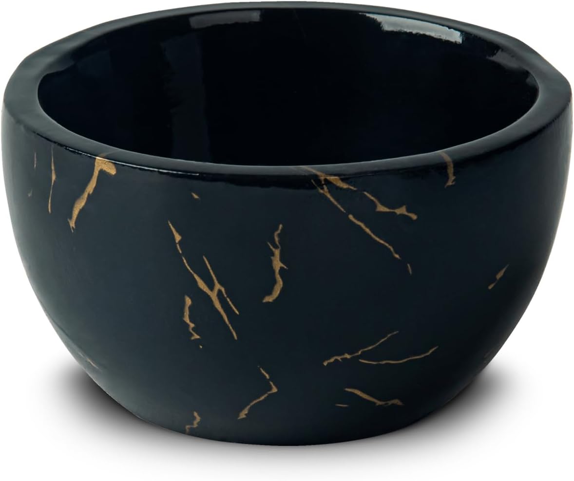 Marbled Shaving Mug - Black Resin Shave Cream & Soap Bowl - Cup