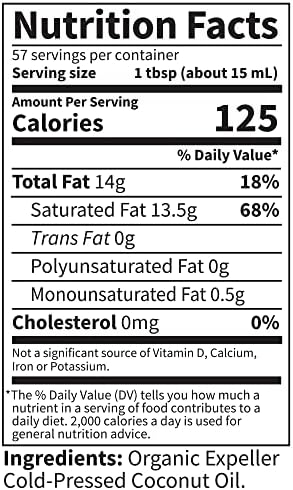 Garden of Life Coconut Oil for Hair, Skin, Cooking - Raw Extra Virgin Organic Coconut Oil, 57 Servings - Pure Unrefined Cold Pressed Oil with MCTs for Body Care or Baking, Aceite de Coco Organico