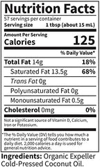 Garden of Life Coconut Oil for Hair, Skin, Cooking - Raw Extra Virgin Organic Coconut Oil, 57 Servings - Pure Unrefined Cold Pressed Oil with MCTs for Body Care or Baking, Aceite de Coco Organico