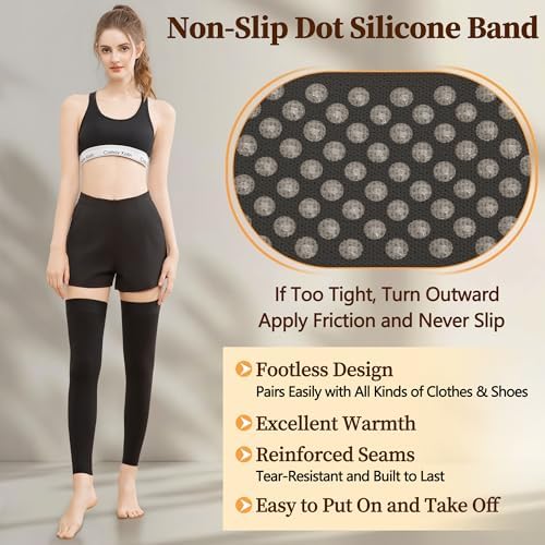 Medical Compression Stockings for Women & Men, 20-30 mmHg Footless Thigh High Compression Socks, Long Graduated Compression Sleeves, Full Leg Pressure Support Hoses for Varicose Veins, Edema