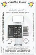 Sugarflair SILVER Sugarcraft Edible Lustre Glitter Sparkly Shimmer Decorating